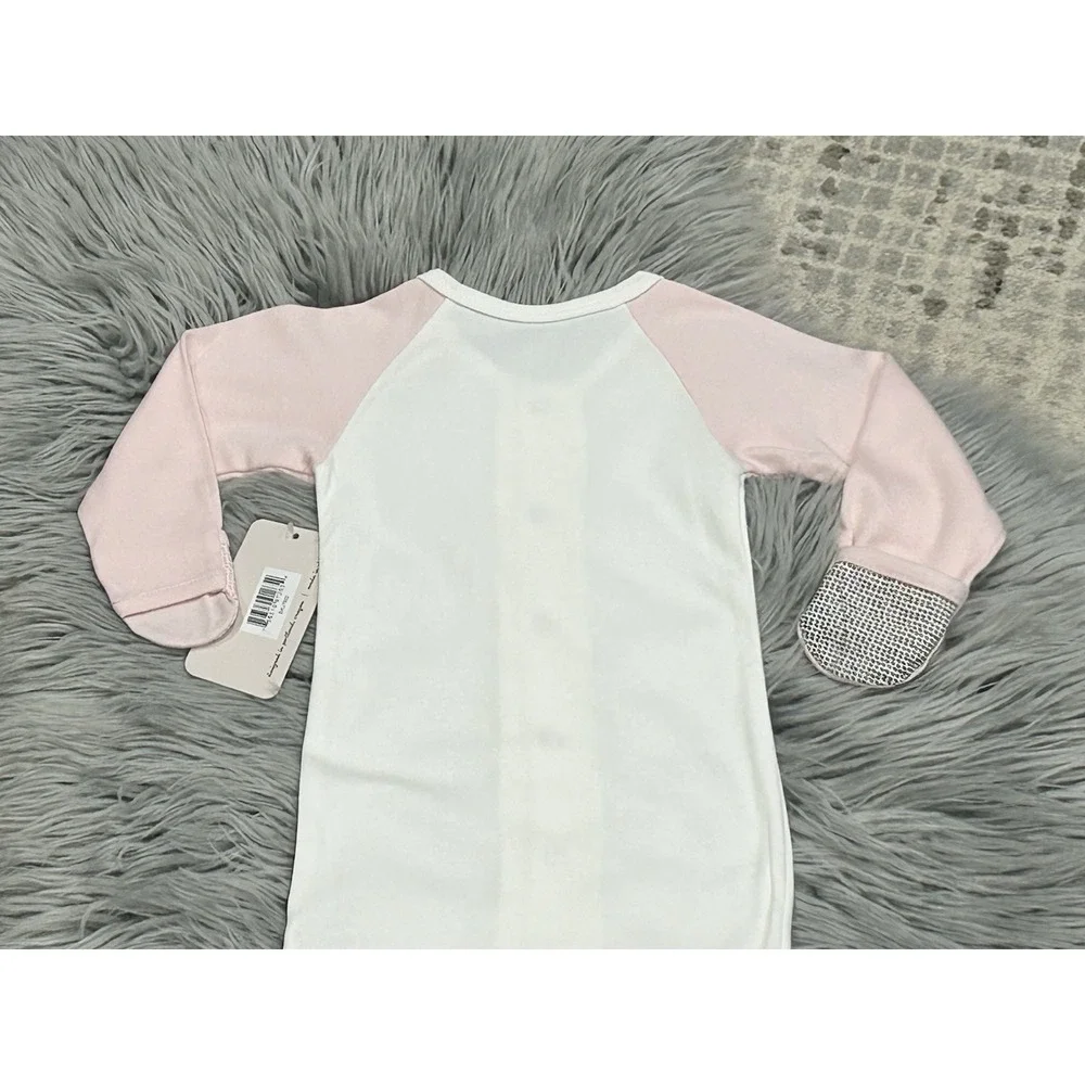 Goumi‎ Kids JAMMS Organic Bamboo Cotton Baby Long Sleeve Gown Bodysuit Pink 3/6M